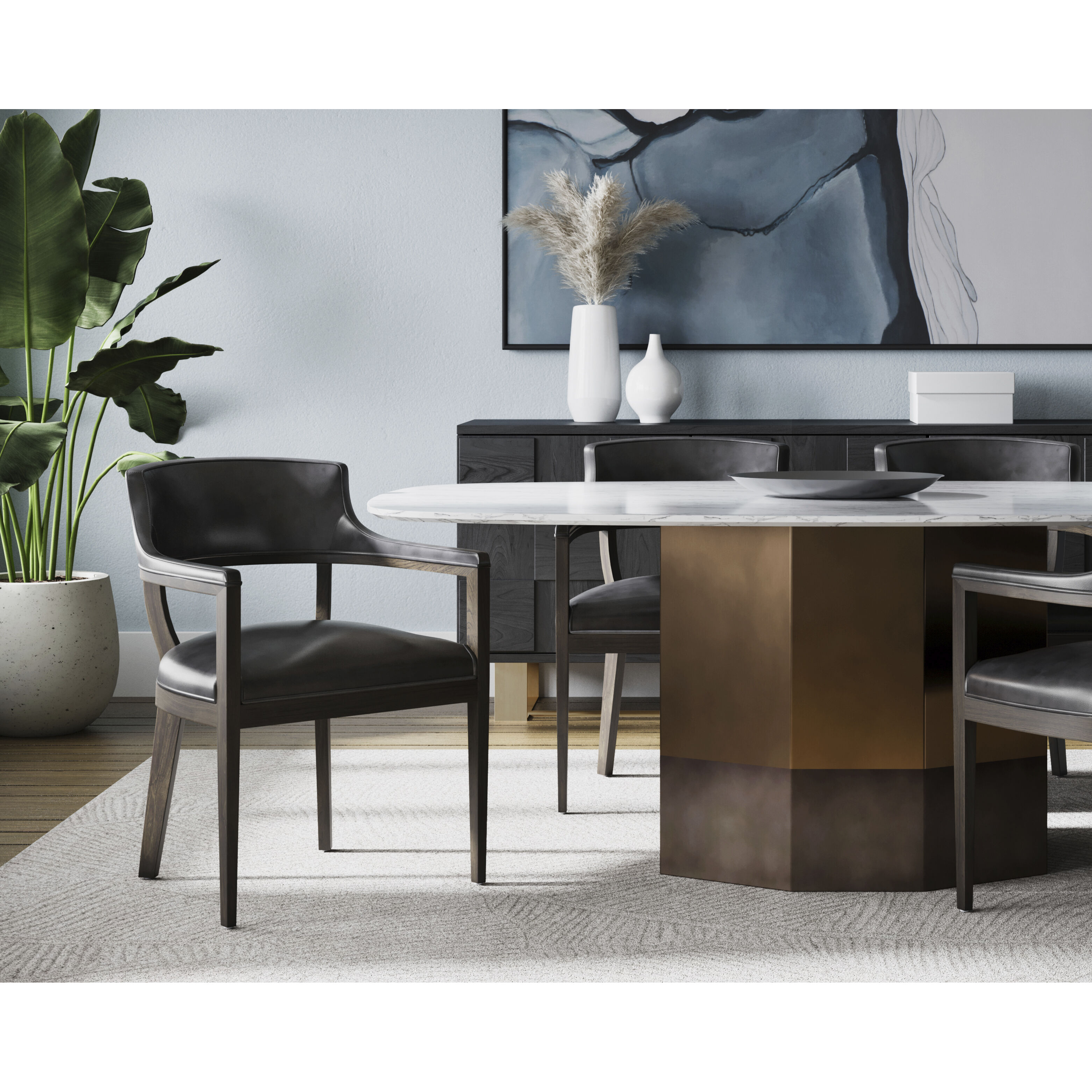 Brylea Brown / Brentwood Charcoal Leather Dining Armchair